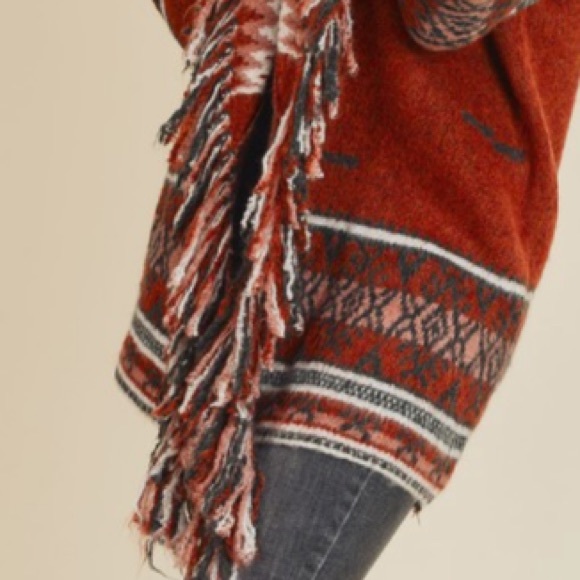 🔥 LAST 1!🔥 Boho Aztec Print Fringe Detail Cardigan - Picture 8 of 15